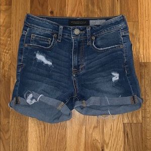 Ripped High- waisted midi shorts shorts